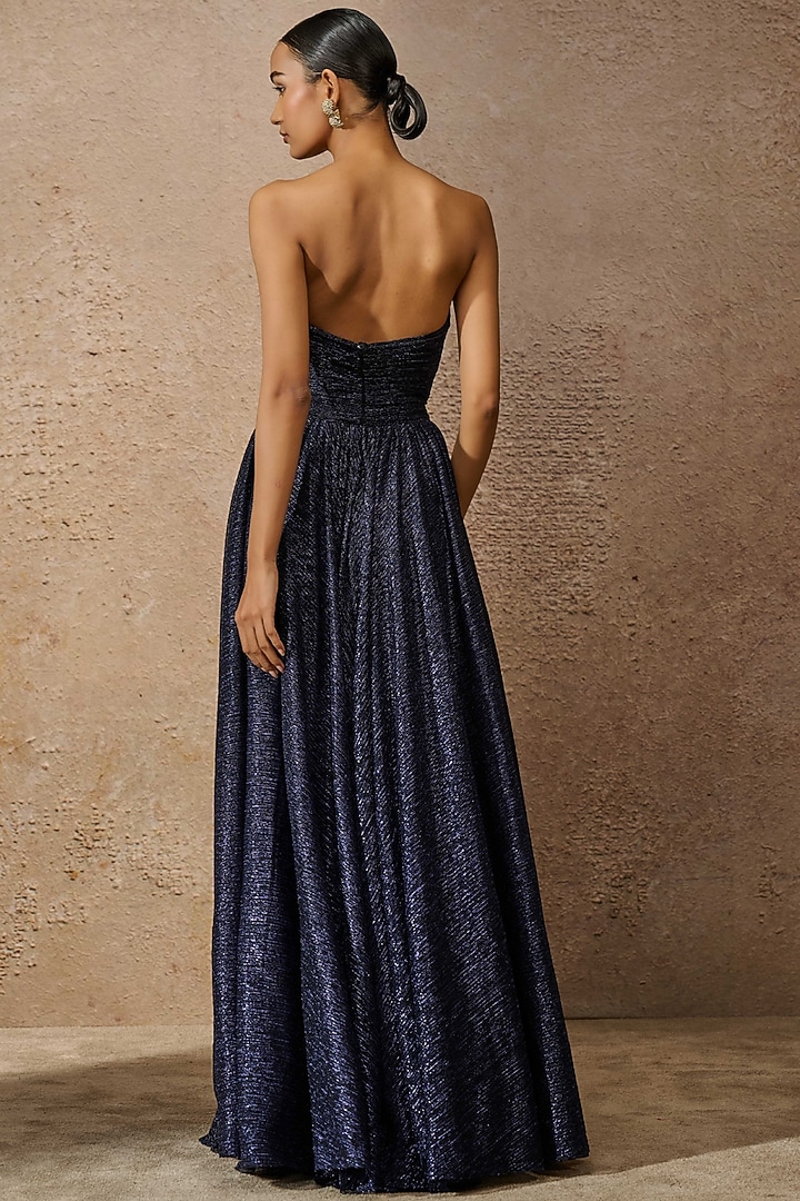 Midnight Blue Crinkle Wedding Gown by Tarun Tahiliani at Pernia's Pop Up Shop