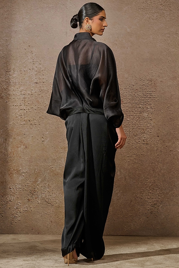 Black Satin Co-Ord Set by Tarun Tahiliani at Pernia's Pop Up Shop