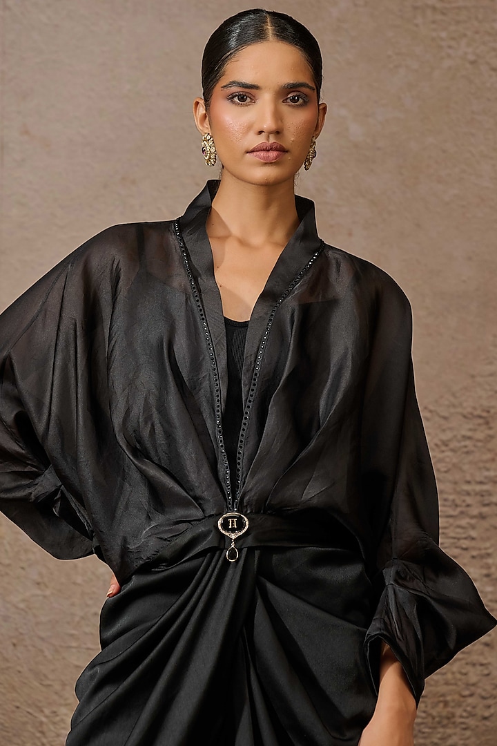 Black Satin Co-Ord Set by Tarun Tahiliani at Pernia's Pop Up Shop
