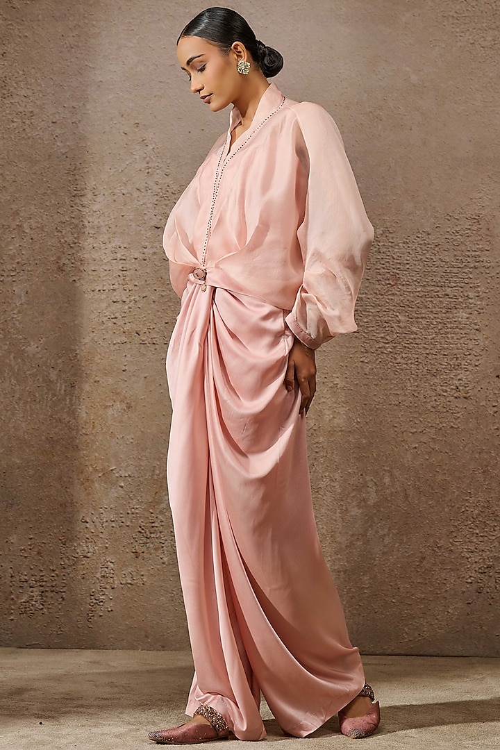 Blush Pink Satin Co-Ord Set by Tarun Tahiliani at Pernia's Pop Up Shop