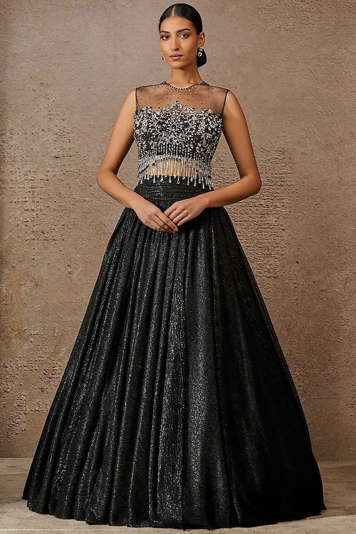 Black Tulle Bridal Lehenga Set by Tarun Tahiliani at Pernia's Pop Up Shop