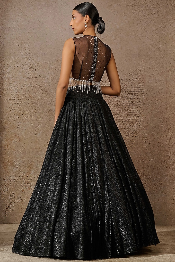 Black Tulle Wedding Lehenga Set by Tarun Tahiliani at Pernia's Pop Up Shop