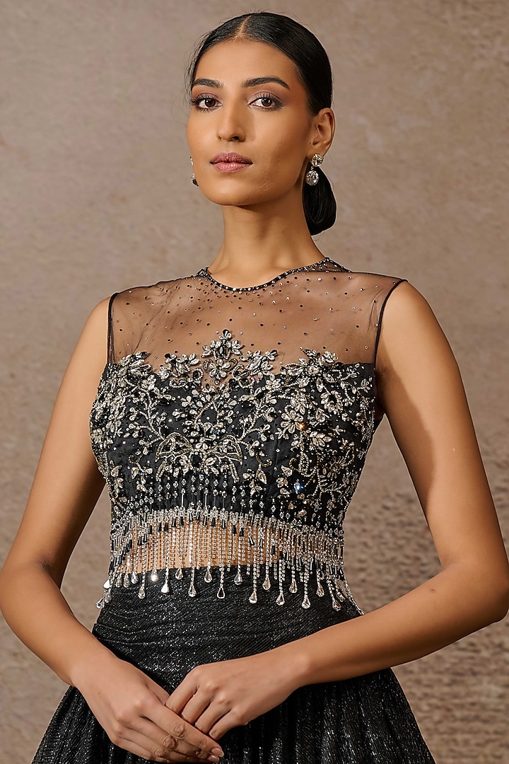 Black Tulle Wedding Lehenga Set by Tarun Tahiliani at Pernia's Pop Up Shop