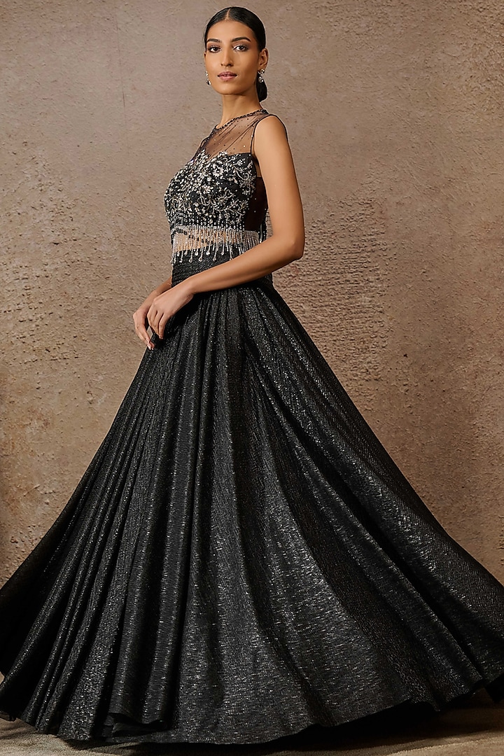 Black Tulle Wedding Lehenga Set by Tarun Tahiliani at Pernia's Pop Up Shop