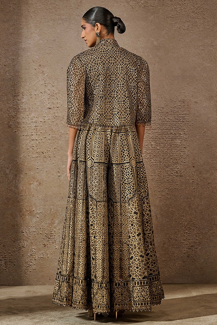 Black Tulle Hand Embroidered Cape by Tarun Tahiliani at Pernia's Pop Up Shop