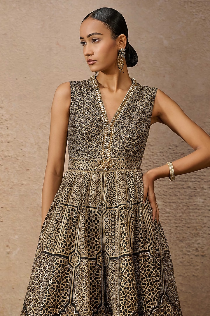 Black Tulle Sequins Embroidered Jumpsuit by Tarun Tahiliani at Pernia's Pop Up Shop