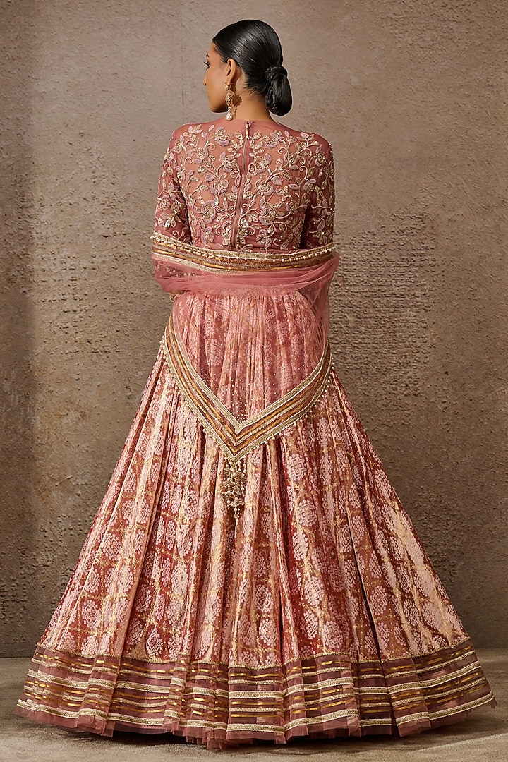 Rose Gold Textile Fabric Bridal Lehenga Set by Tarun Tahiliani at Pernia's Pop Up Shop