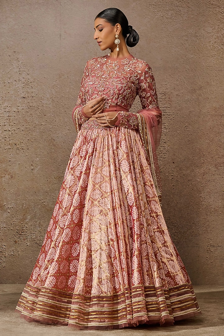 Rose Gold Textile Fabric Bridal Lehenga Set by Tarun Tahiliani at Pernia's Pop Up Shop