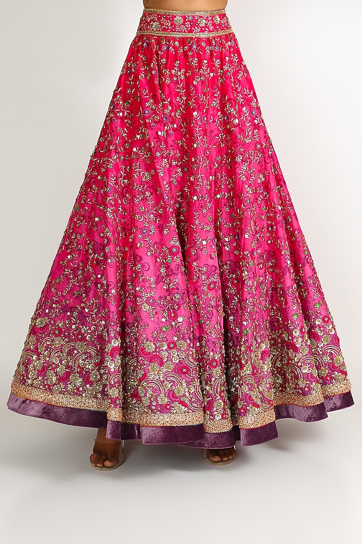 Pink & Purple Embroidered Bridal Lehenga Set by Tarun Tahiliani at Pernia's Pop Up Shop