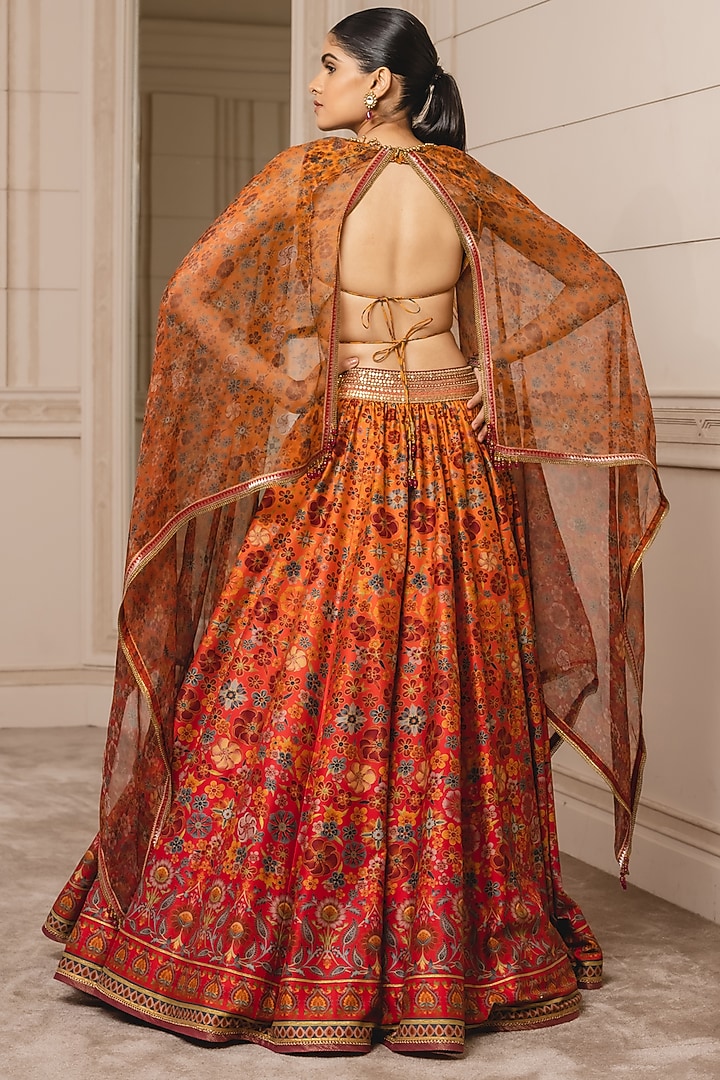 Orange Embroidered Bridal Lehenga Set by Tarun Tahiliani at Pernia's Pop Up Shop