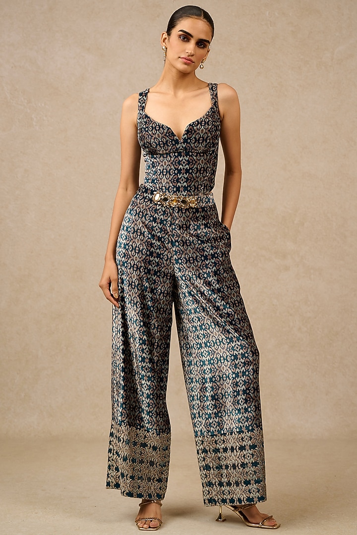Black Silk Velvet Digital Printed Co-Ord Set by Tarun Tahiliani at Pernia's Pop Up Shop