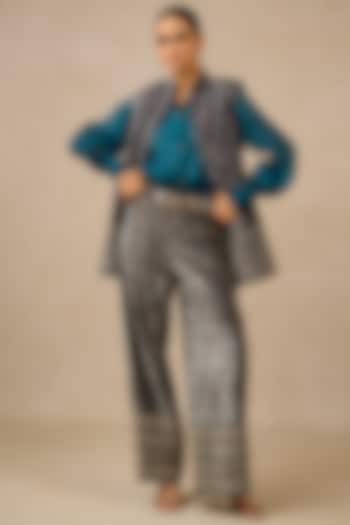 Black Velvet Printed Jacket Set by Tarun Tahiliani at Pernia's Pop Up Shop