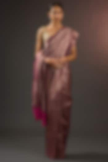 Fuchsia Handwoven Tissue Saree Set by Tarun Tahiliani at Pernia's Pop Up Shop