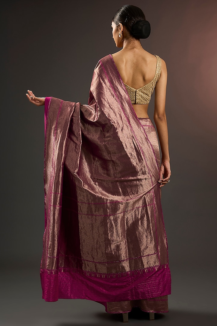 Fuchsia Handwoven Tissue Reception Saree Set by Tarun Tahiliani at Pernia's Pop Up Shop