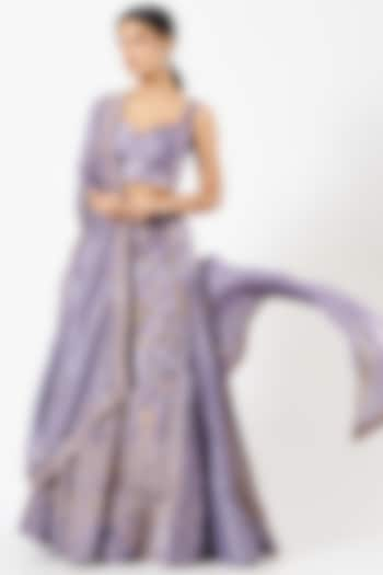 Lavender Hand Embroidered Bridal Lehenga Set by Tara Thakur at Pernia's Pop Up Shop