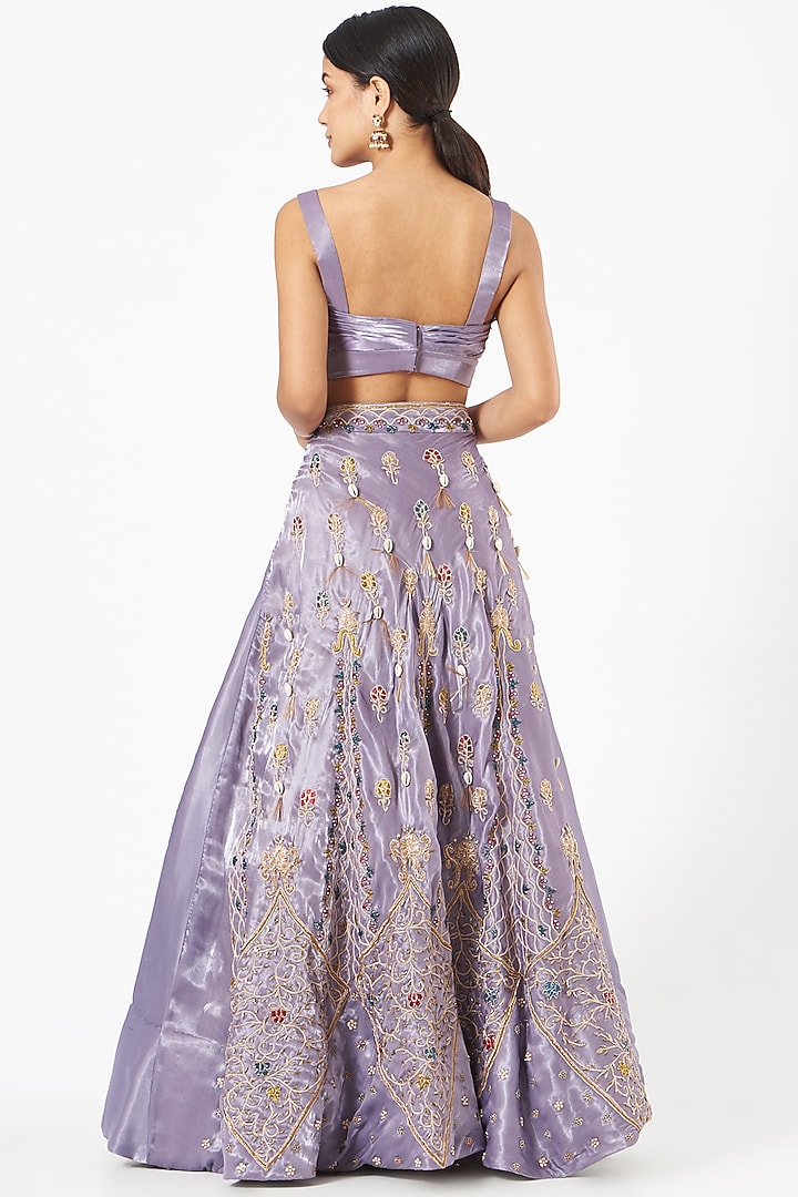 Lavender Hand Embroidered Bridal Lehenga Set by Tara Thakur at Pernia's Pop Up Shop