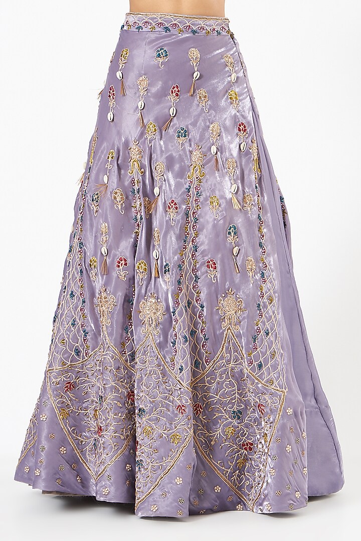 Lavender Hand Embroidered Bridal Lehenga Set by Tara Thakur at Pernia's Pop Up Shop