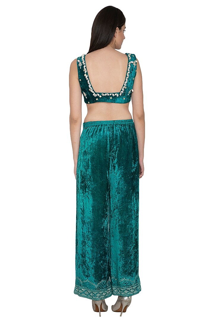 Green Embroidered Tunic With Pants by Tara Thakur at Pernia's Pop Up Shop