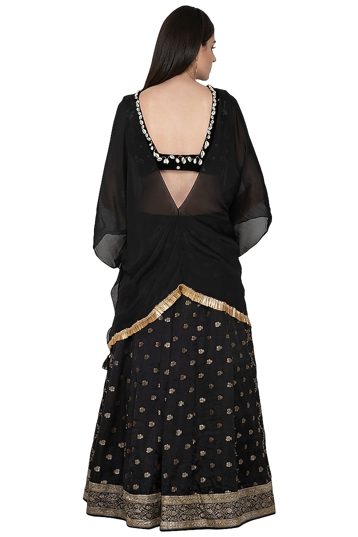 Black Embroidered Wedding Lehenga Set by Tara Thakur at Pernia's Pop Up Shop