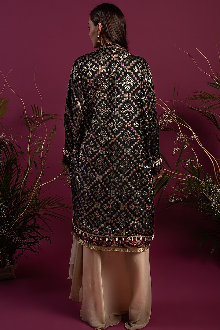 Beige Draped Dress With Jacket by Tara Thakur at Pernia's Pop Up Shop
