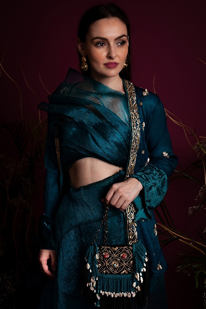Emerald Green Jacket Set by Tara Thakur at Pernia's Pop Up Shop