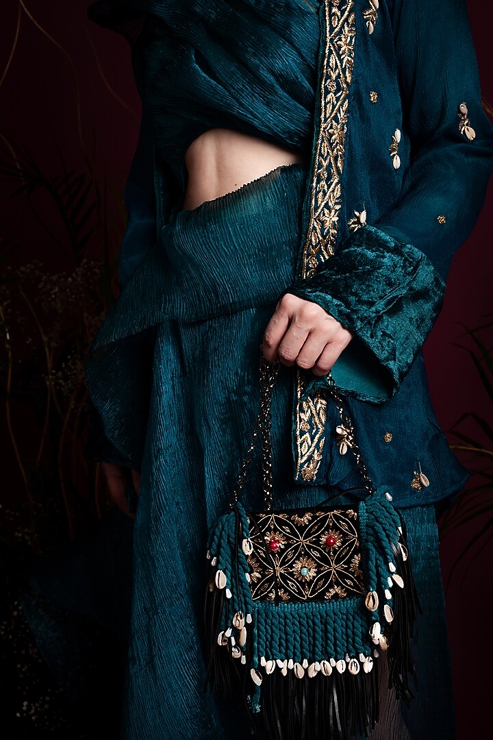 Emerald Green Jacket Set by Tara Thakur at Pernia's Pop Up Shop