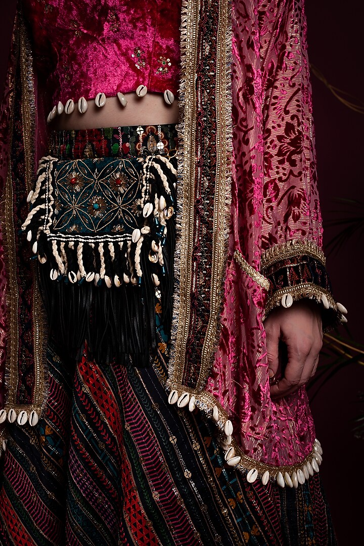 Fuchsia Embroidered Wedding Lehenga Set by Tara Thakur at Pernia's Pop Up Shop