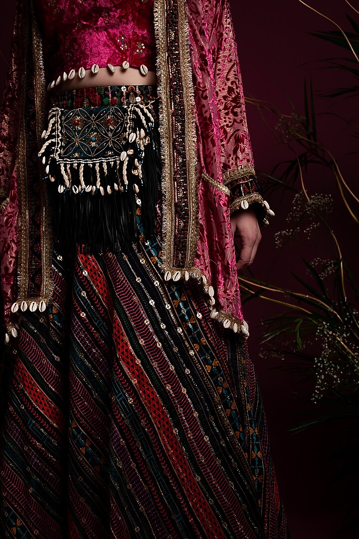 Fuchsia Embroidered Wedding Lehenga Set by Tara Thakur at Pernia's Pop Up Shop
