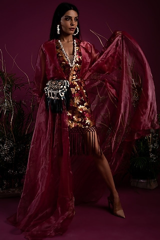 Purple Dress With Jacket by Tara Thakur