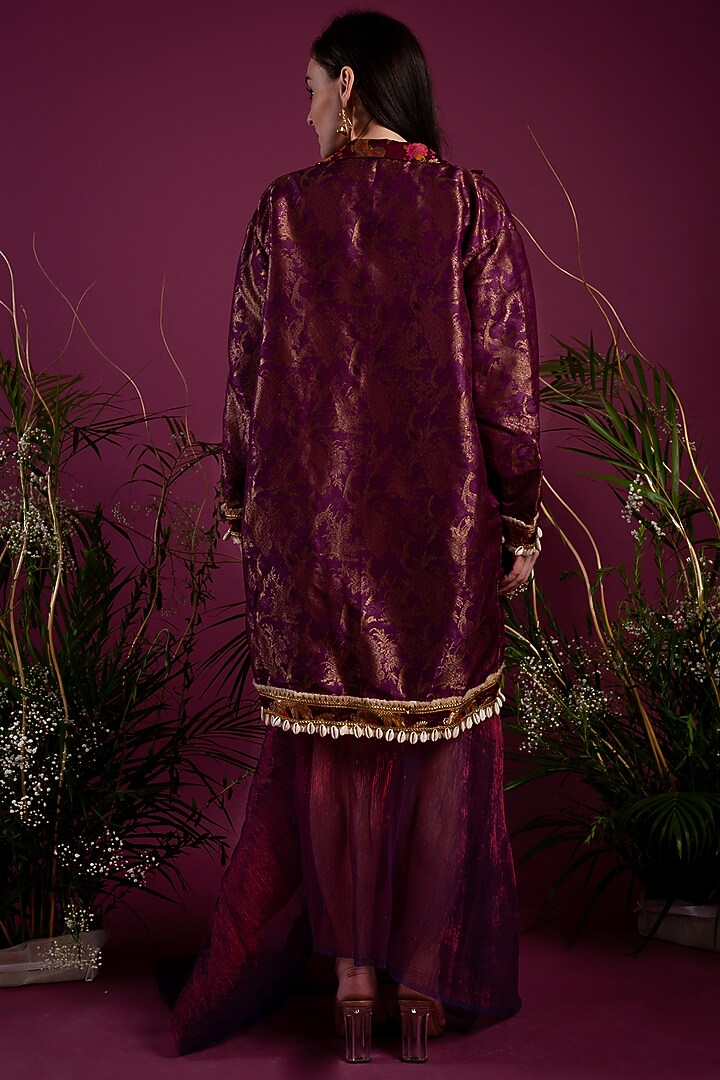 Purple Crinkled Dress With Jacket by Tara Thakur at Pernia's Pop Up Shop