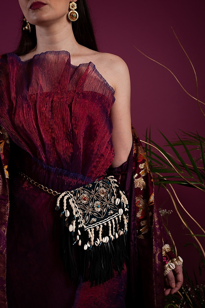 Purple Crinkled Dress With Jacket by Tara Thakur at Pernia's Pop Up Shop