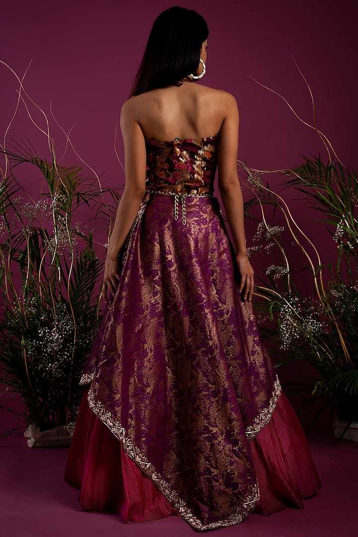 Purple Bodysuit With Skirt by Tara Thakur at Pernia's Pop Up Shop