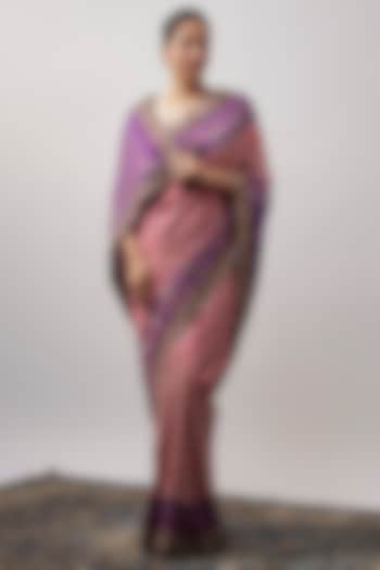 Purple Ikat Zardosi Embroidered Saree by TATWAMM Couture at Pernia's Pop Up Shop