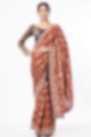 Heavy Red Embroidered Gharchola Saree by TATWAMM Couture