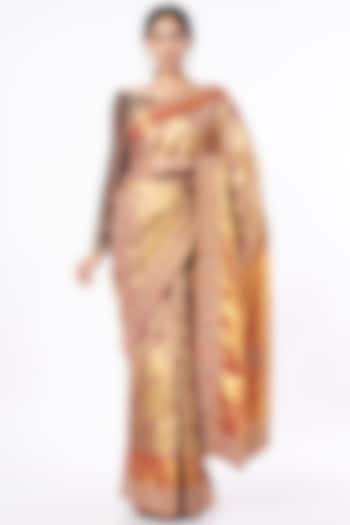 Gold Embroidered Silk Saree by TATWAMM Couture