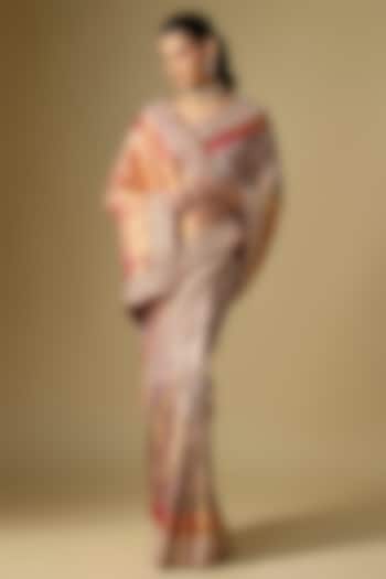 Golden Kanjivaram Silk Reception Saree Set by TATWAMM By Abhishek & Vinita at Pernia's Pop Up Shop