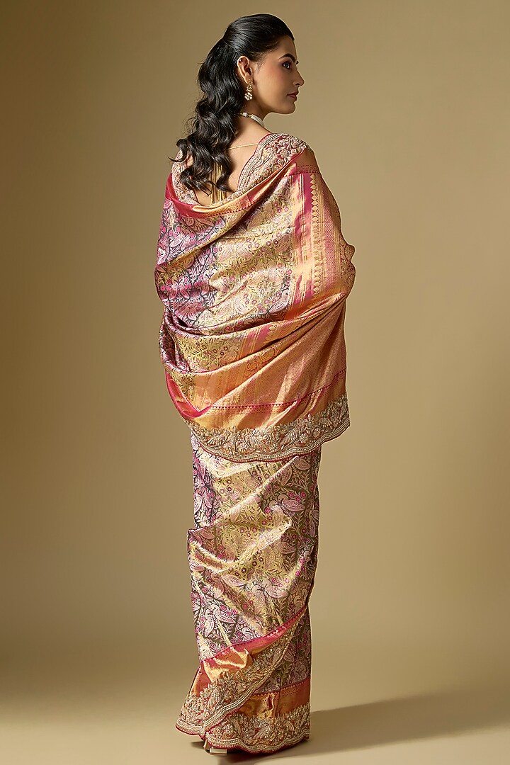 Golden Kanjivaram Silk Reception Saree Set by TATWAMM By Abhishek & Vinita at Pernia's Pop Up Shop