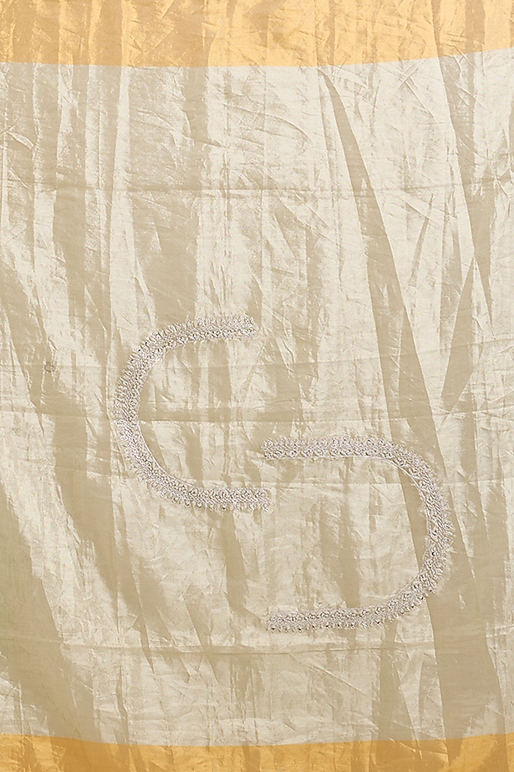 Gold & Silver Kanchipuram Tissue Silk Reception Saree Set by TATWAMM By Abhishek & Vinita at Pernia's Pop Up Shop
