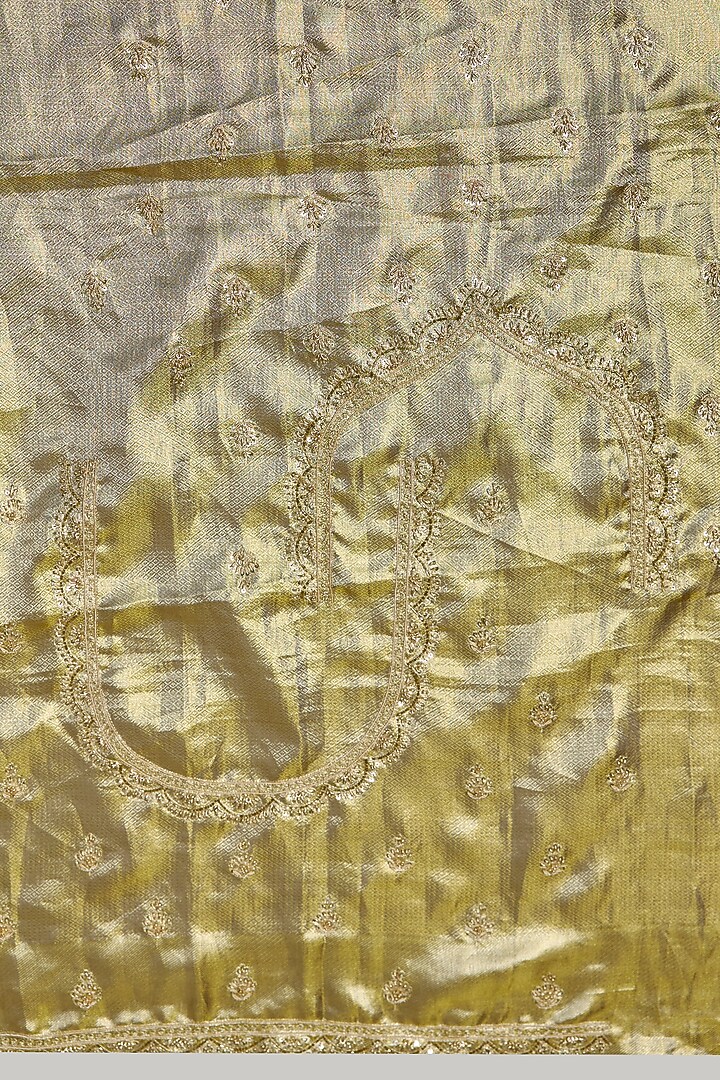 Gold Kanjivaram Silk Reception Saree Set by TATWAMM By Abhishek & Vinita at Pernia's Pop Up Shop