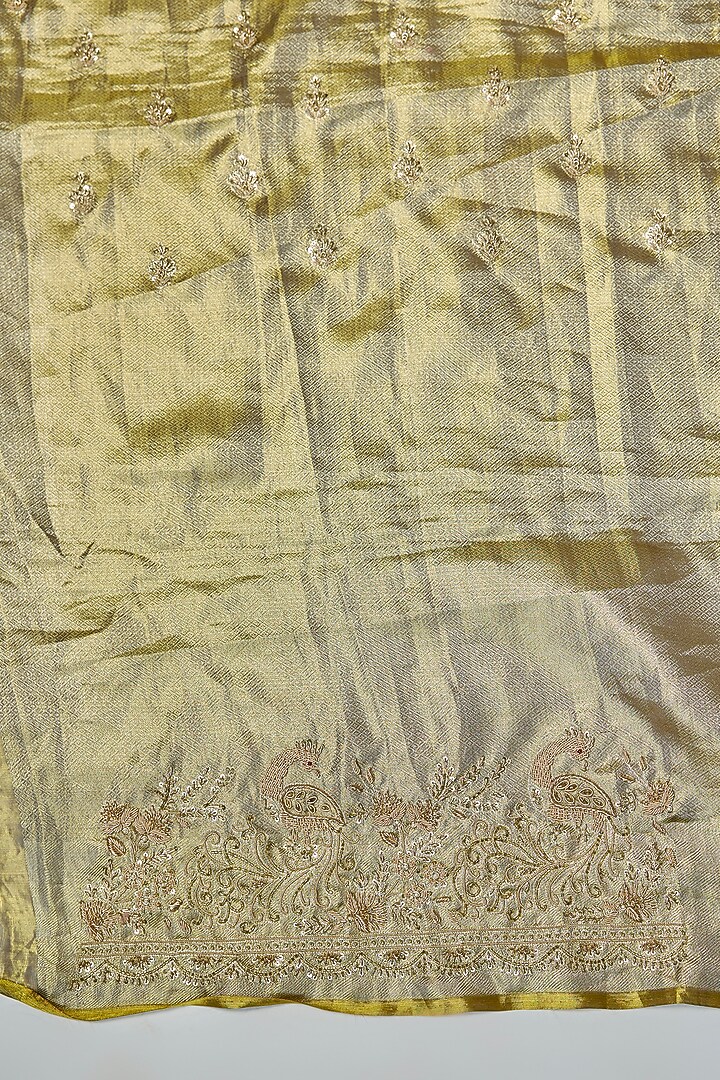 Gold Kanjivaram Silk Reception Saree Set by TATWAMM By Abhishek & Vinita at Pernia's Pop Up Shop