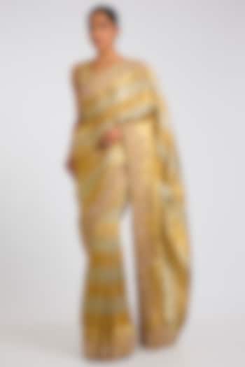 Gold-Silver Kanjivaram Reception Saree Set by TATWAMM By Abhishek & Vinita at Pernia's Pop Up Shop