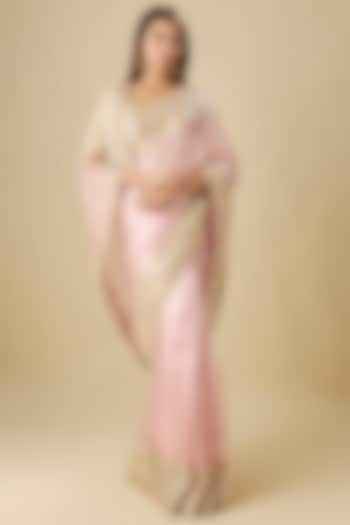 Pink Kanjivaram Tissue Zardosi Work Reception Saree Set by TATWAMM Couture at Pernia's Pop Up Shop