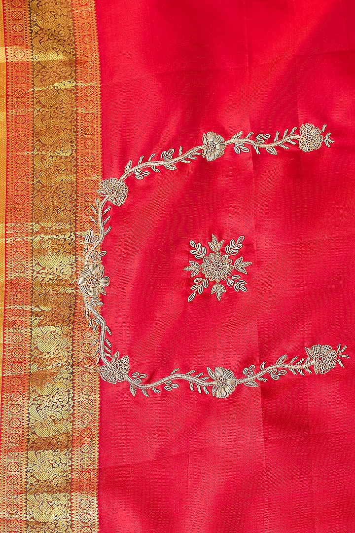Mustard Yellow Silk Zardosi Work Kanjivaram Reception Saree Set by TATWAMM By Abhishek & Vinita at Pernia's Pop Up Shop
