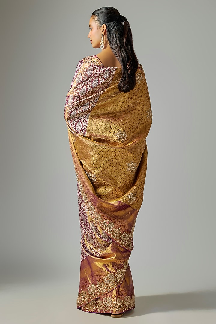 Purple Kanjivaram Silk Wedding Saree Set by TATWAMM By Abhishek & Vinita at Pernia's Pop Up Shop