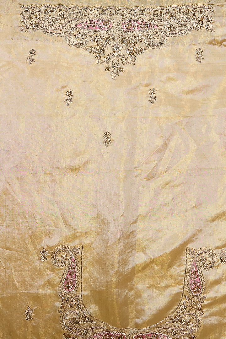 Beige Tissue Silk Reception Saree Set by TATWAMM By Abhishek & Vinita at Pernia's Pop Up Shop