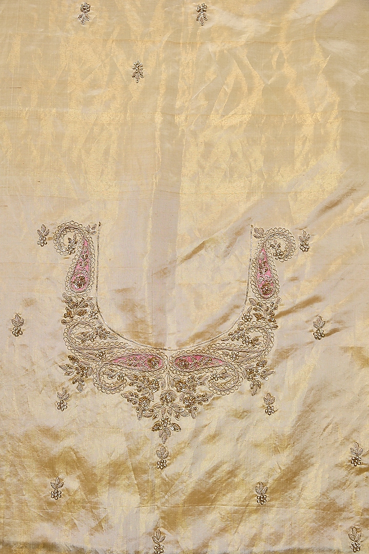 Beige Tissue Silk Reception Saree Set by TATWAMM By Abhishek & Vinita at Pernia's Pop Up Shop