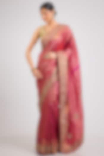 Pink Kanjeevaram Silk Reception Saree Set by TATWAMM By Abhishek & Vinita at Pernia's Pop Up Shop