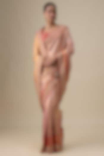 Pink Silk Zardosi Work Kanjivaram Reception Saree by TATWAMM Couture at Pernia's Pop Up Shop