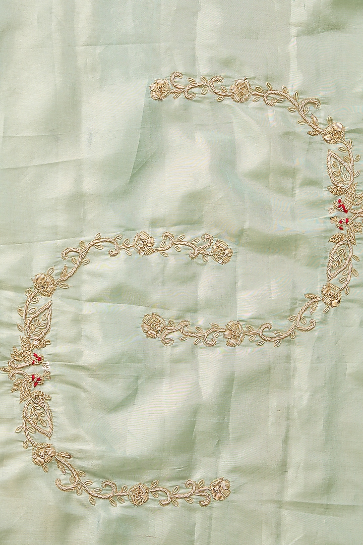 Green Silk Zardosi Embroidered Kanjivaram Wedding Saree Set by TATWAMM By Abhishek & Vinita at Pernia's Pop Up Shop