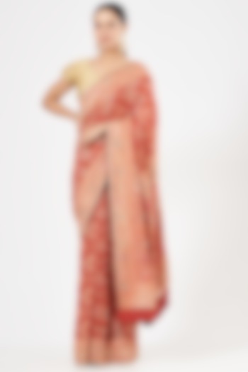 Red Georgette Bandhani Saree by TATWAMM Couture